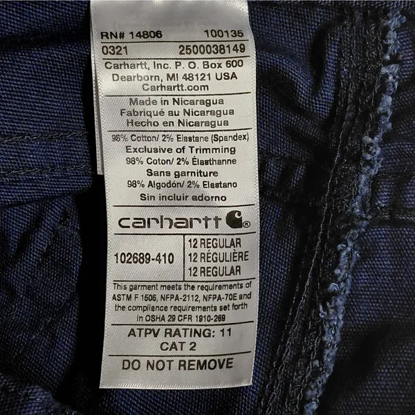 Carhartt Womens FR Rugged Flex Work Pants Size 12 Navy Flame Resistant Utility - Image 7