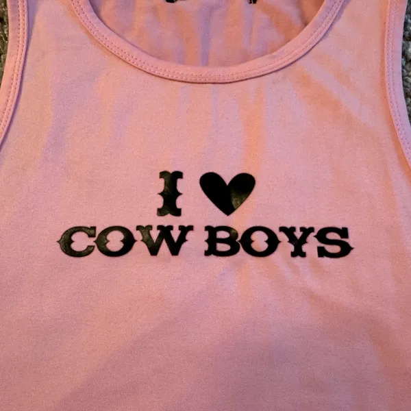 I Love Cowboys Pink Tank Top - Image 3