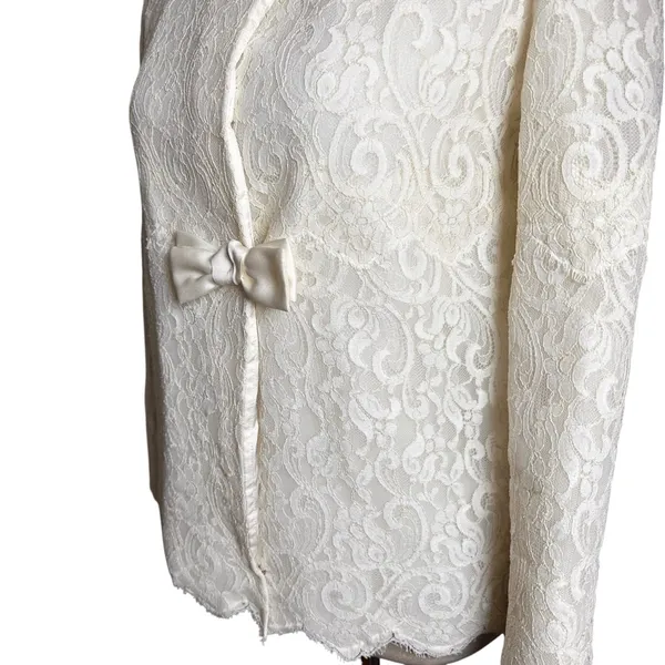Vintage Lily of France Ivory Lace Bow Formal Jacket Small | Coquette‎ Romantic - Image 7