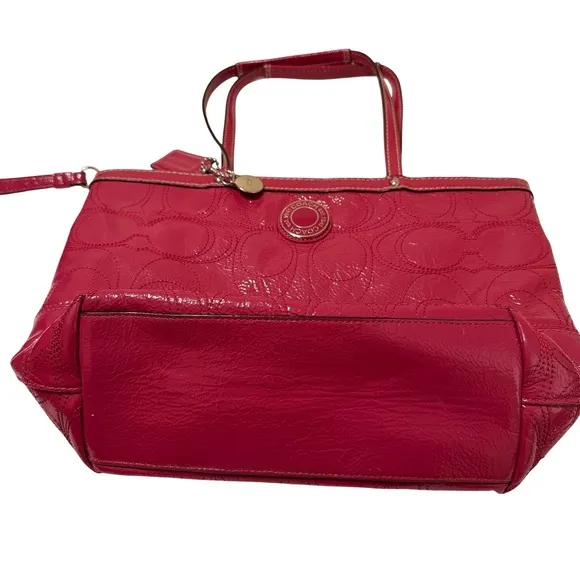 Coach Legacy Stitched Signature C Tote Bag Berry Pink Patent Leather‎ Preppy Y2K - Image 4