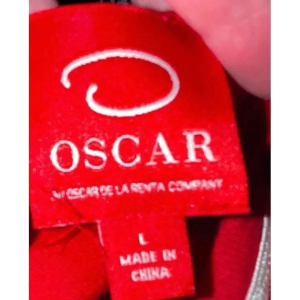 Oscar‎ de La Renta Vintage Red Knit Cardigan Bell Sleeve White Trim Embroidered - Image 7