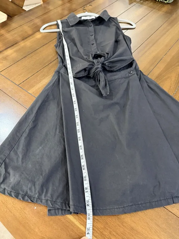 DO+BE Black Tie Front Cutout Shirt Dress Size S 100% Cotton Sleeveless - Image 5