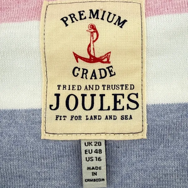 Joules Riviera T-Shirt Dress US 16 Cotton Shift Rainbow Multi Stripe Mini‎ - Image 6