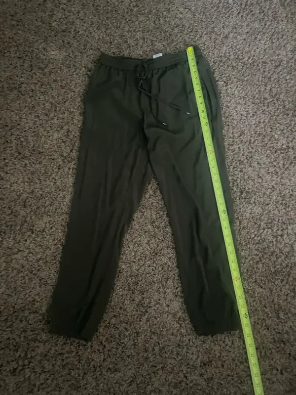 Express Olive Green Drawstring Ankle Joggers - Image 3