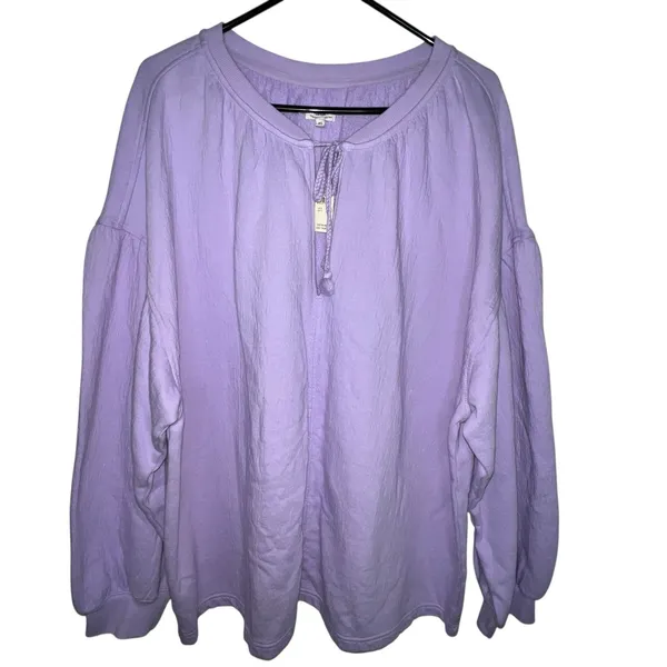 Aerie Easy Street Oversized Sweatshirt XL NWT Peasant Boho‎ Lavender Purple Boxy - Image 3