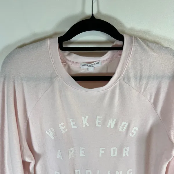 Grayson Threads Pink Weekends Are For Cuddling Graphic Sweatshirt‎ Large NWT - Image 2