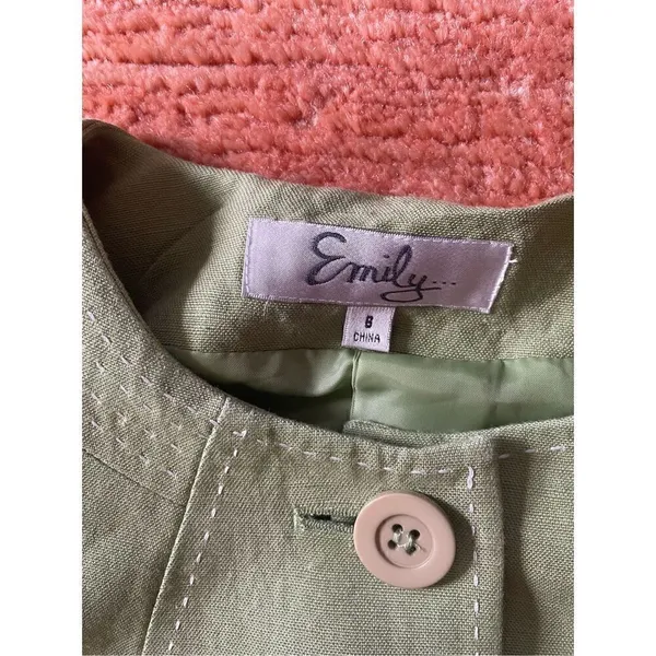 EMILY Linen jacket with buttons and lining M Green Size M - Image 3