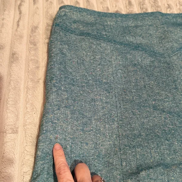 Ann Taylor Loft Teal Blue Wool Silk Blend Tweed Flared A-Line Skirt Size 10 - Image 9