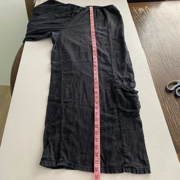 Soft Surroundings Black Linen Blend Wide Leg Cargo Pants Women’s L Boho Resort - Image 6