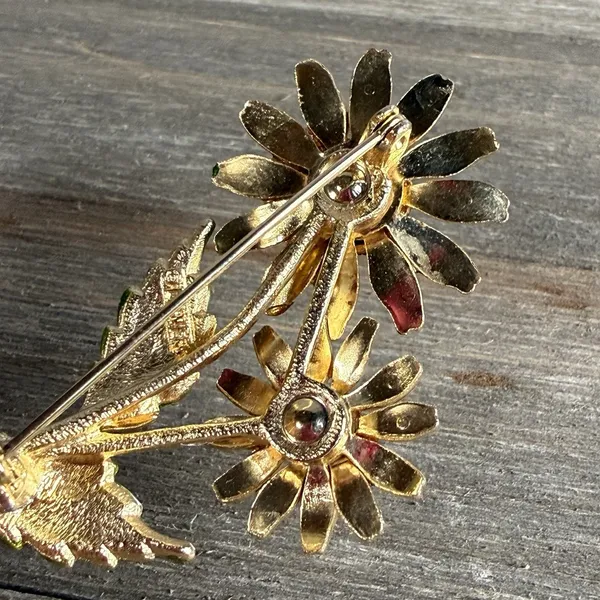 VTG Lisner Enamel Sunflower Brooch Gold Tone Daisy Floral Pin Autumn Harvest - Image 11