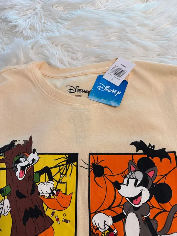 Disney Women Halloween Graphic Tee - Cream with Orange & Black Art size L new - Image 7