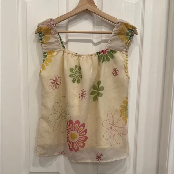 Vintage Y2K funky daisy print blouse Yellow Size M - Image 2