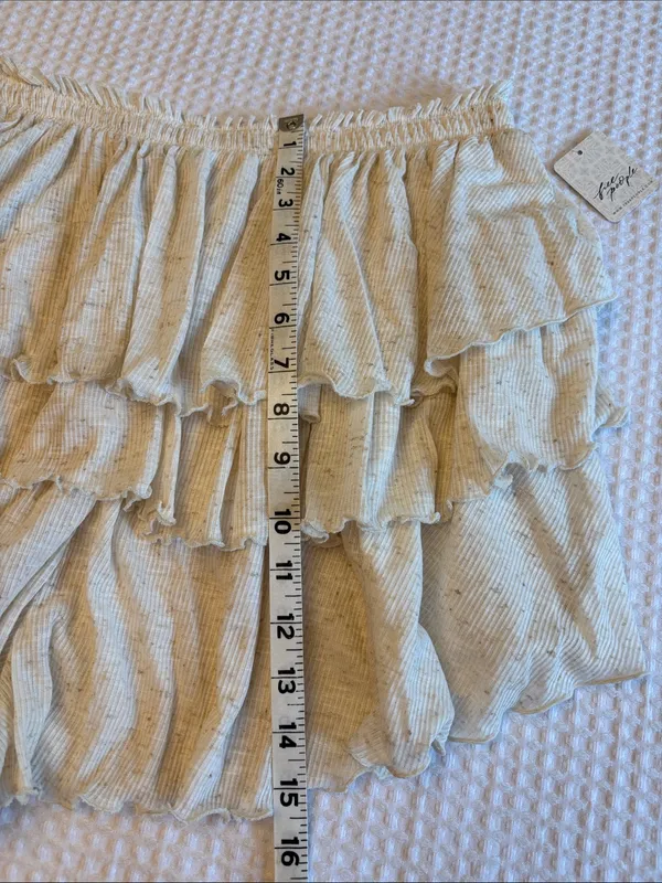 NEW! Free People free-est MILA Neutral Cream Tiered Ruffle Skort Mini Skirt L - Image 11