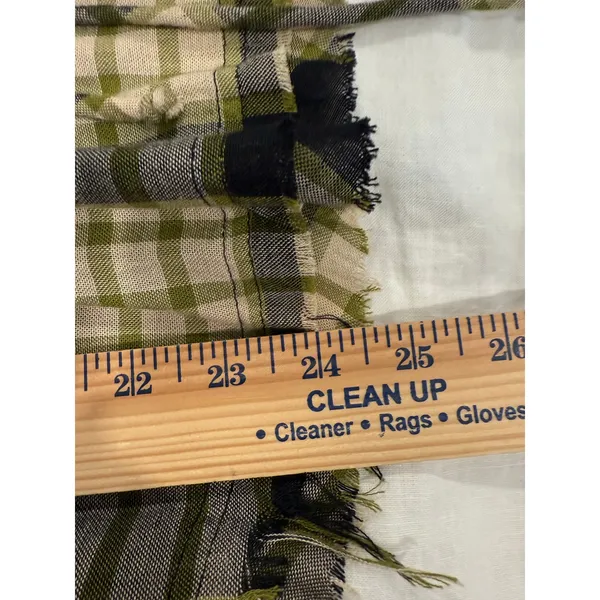 We The Free Ruched Sleeve Fringe Hem Plaid Snap Button Shirt Black Women's Small - Image 12