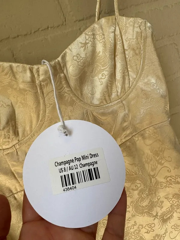 Princess Polly Ivory Satin Slip Dress with Built-In Cups dragon print NEW size 8 - Image 3