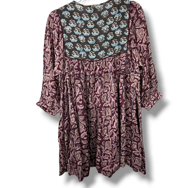Natural Life Dara Floral Boho Bohemian Tunic Peasant Flowy Babydoll Mini Dress - Image 6