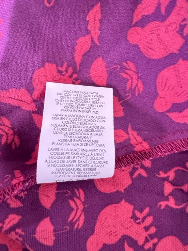 Cabi Sleeveless Blouse Medium Purple Pink Print V-Neck Layered Hem Top - Image 12