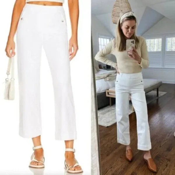 SPANX Stretch Twill Wide Leg Crop Pants in Bright White Size Small - Image 2