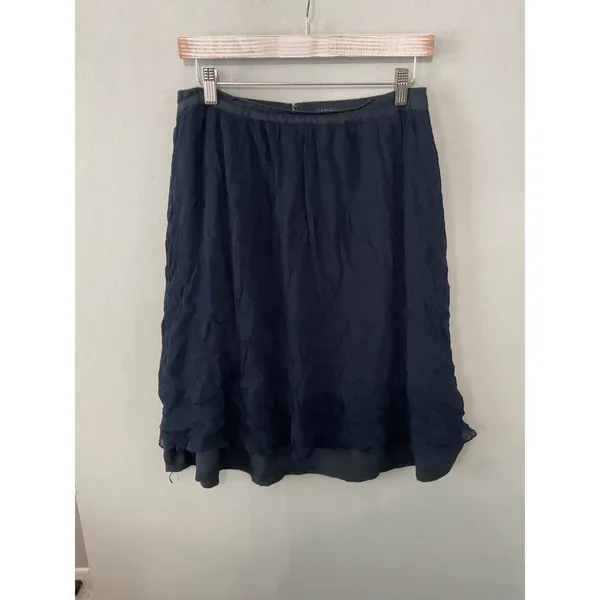 J.Crew Womens Skirt Navy Blue Textured Silk Blend A-Line Size 12 - Image 3