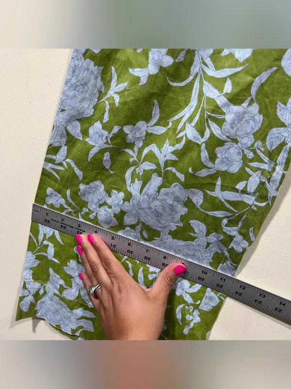 Maeve by Anthropologie London Green Blue Floral Wide Leg Pants size XS EUC - Image 6