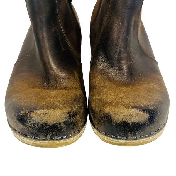 Dansko‎ Maria Brown Leather Clog Ankle Boots Wood Heel Womens 36 Rustic Cottage - Image 6
