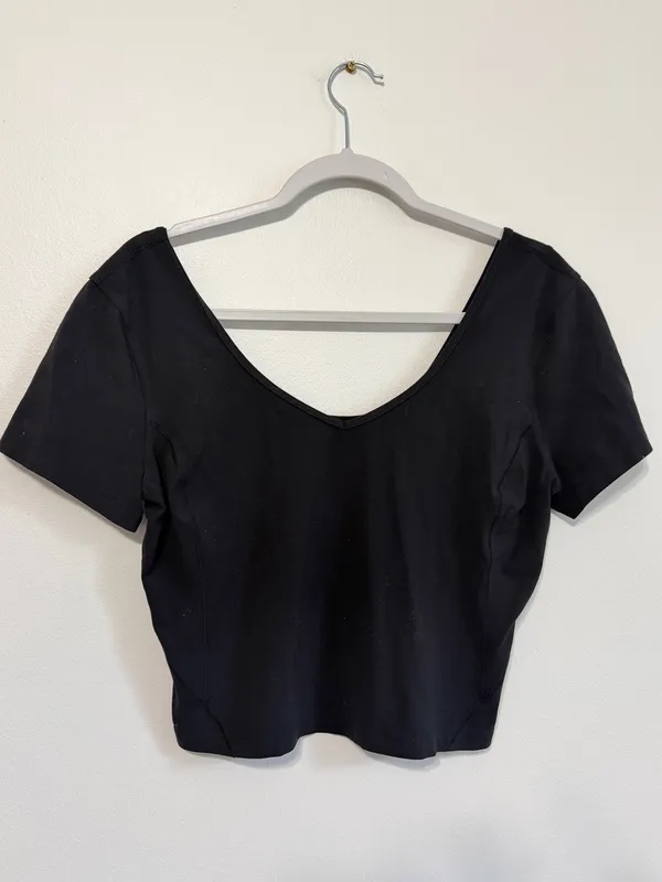 Lululemon Align T-Shirt Black Crop Top Size 10 Nulu - Image 2