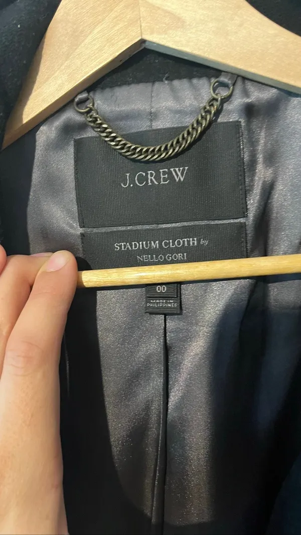 J.Crew Stadium Cloth Black Wool Blend Stand Collar Zip Coat Jacket Size 00 - Image 8