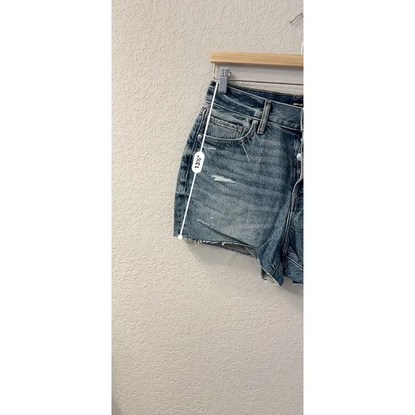EXPRESS Shorts Womens 6 Distressed Cutoffs Button Fly Medium‎ Wash Denim NWT - Image 4