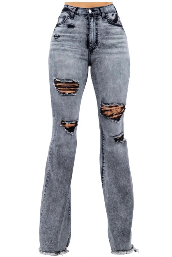 GJG Denim Storm Bell Bottom Jean in Charcoal Grey - Image 3