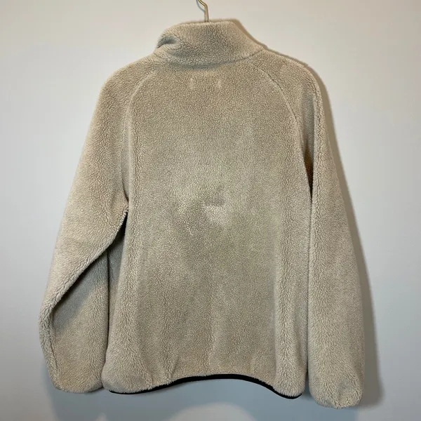 Lands End Vintage Sherpa Fleece Jacket Medium‎ Beige Full Zip - Image 9