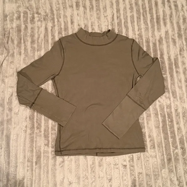 Free People Intimately FP Mock Neck Long‎ Sleeve Ribbed Layering Top Green L - Image 2