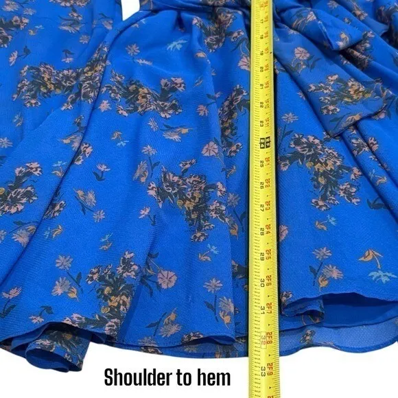 Free People Lilou Printed Bell Sleeve Dress in Cobalt Combo Fairycore Feminine S - Image 13