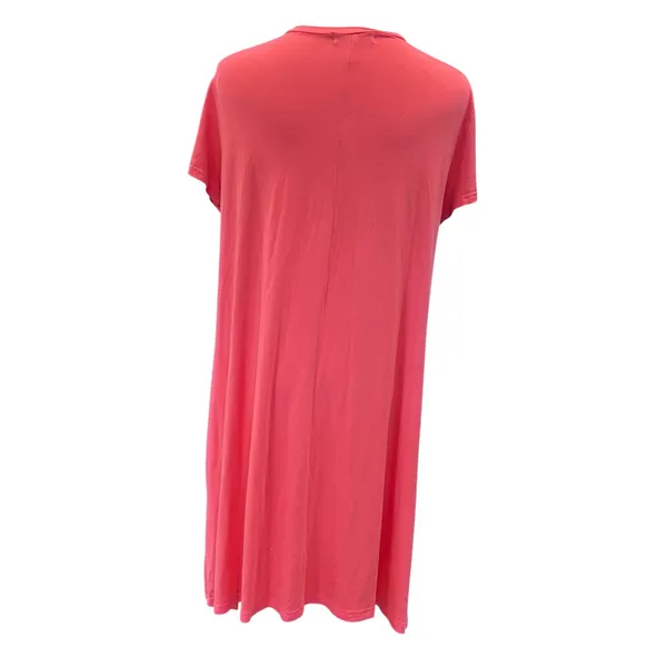 Piko 1988 Bamboo Coral Dress Boho Lagenlook Casual Cap Sleeve Pockets Size LG - Image 7