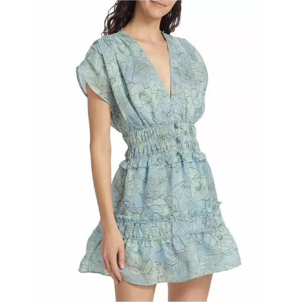 NWT Alexis Ruth‎ floral mini dress blue sz M - Image 3