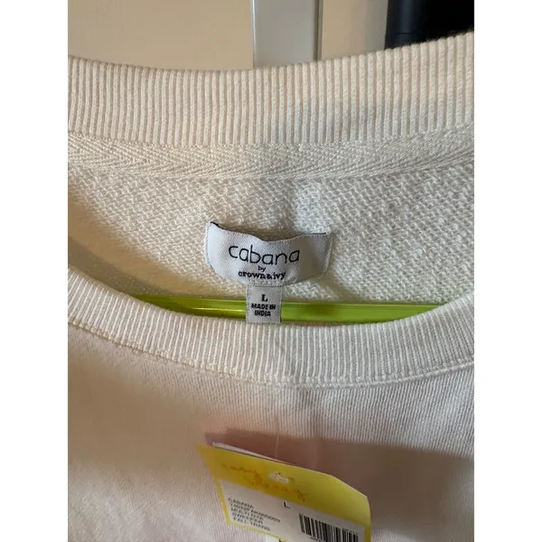 Cabana by Crown & Ivy Women Large Tie Dye Sweeper Sweatshirt Pink Yellow White - Image 4