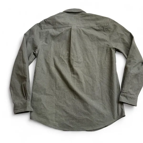 Woolrich Green Label Chamois Shirt Shacket Army Military Green Button Down Vietnam Thick Heavy Duty Men M Measurement in pics - Image 6