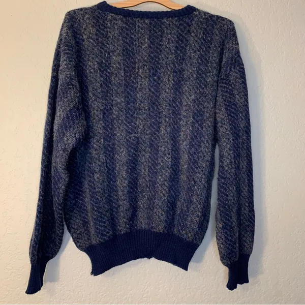 Vintage Wool Blend Striped Grandpa Sweater Size XL - Image 2
