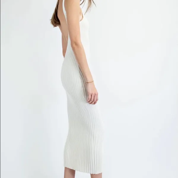 Edit By Nine Open Back Knit Dress White - Image 6