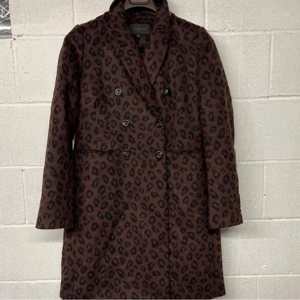 NEW Sz XS Wmns Ann Taylor Cheetah Print Double Breasted Chesterfield Coat 541103 - Image 2