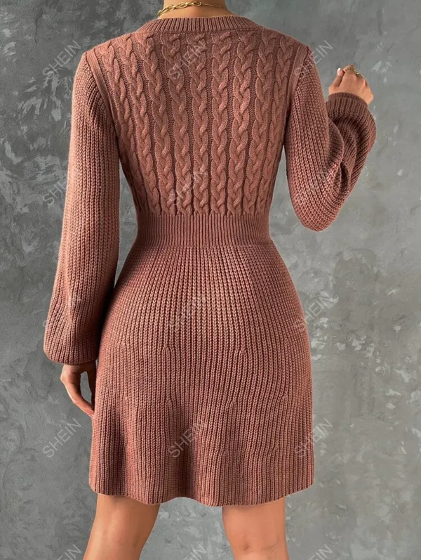 Brown knitted sweater dress Size XS - Image 2