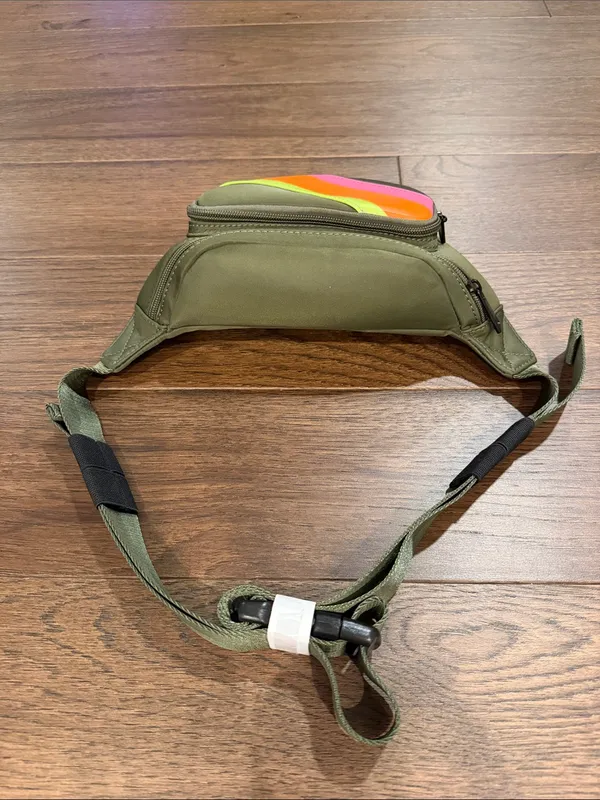 Bagging Rights Olive Crossbody Bag / Fanny Pack with Neon Accents New - C11-513 - Image 4