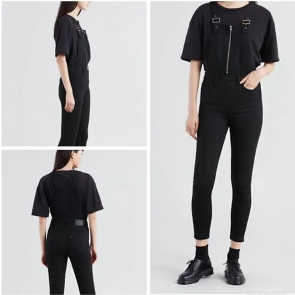 Levi’s Sexy Soft Black Denim Skinny Fit Overalls Size‎ 26 Size 2 - Image 2