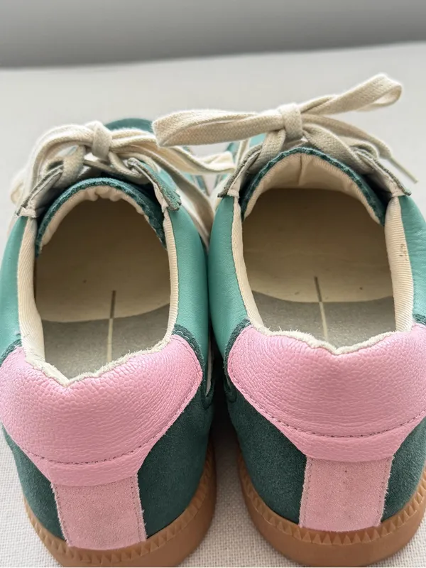 Dolce Vita Green and Pink Lace-Up Sneakers Size 7 - Image 6
