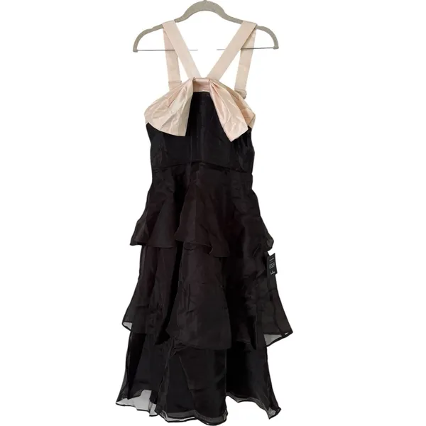 NWD Lulus Black Tiered Large Bow Formal Dress Size Small Full Smocked Party - Image 2