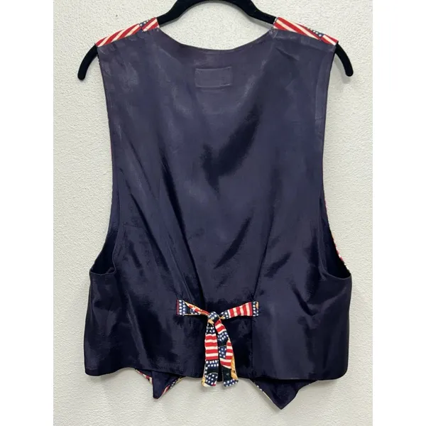 Vintage JLN Vest Womens Large Patriotic Bear Flag Ralph Lauren Look America - Image 2