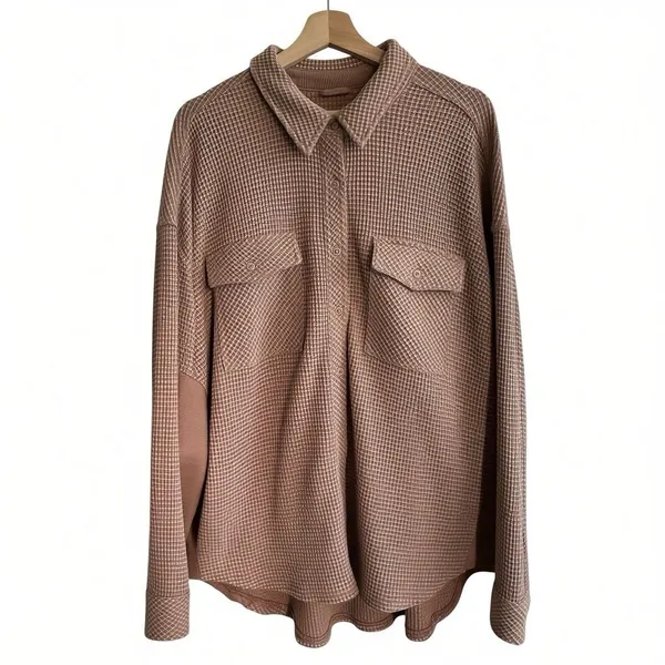 Aerie LumberJane Waffle Shirt Shacket XL Oversized Button Down Slouchy - Image 2