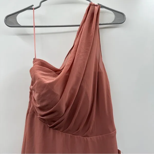 Birdy Grey Kira Chiffon One Shoulder Bridesmaid Maxi Dress Chiffon Desert Rose S - Image 3