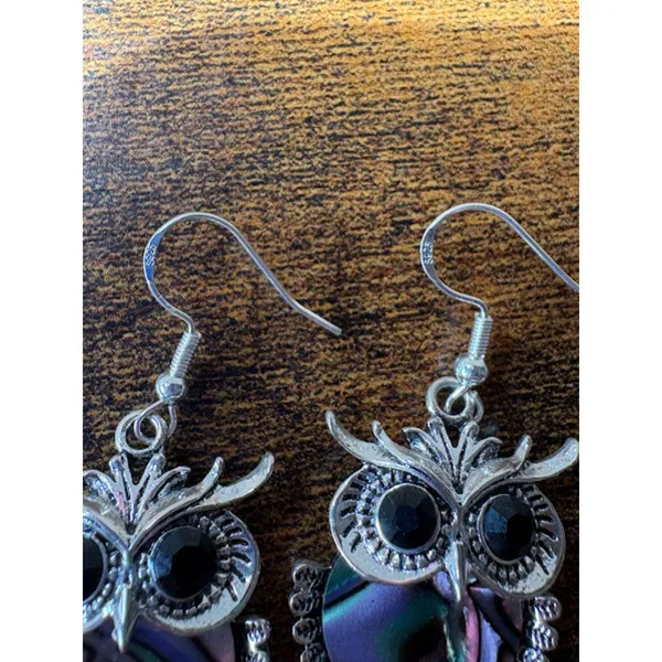 925 Silver Plated Owl Earrings Rhinestone - Image 4