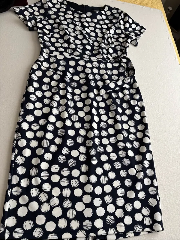 Enfocus Studio Navy & White Polka Dot Tie-Waist Midi Dress - Image 9
