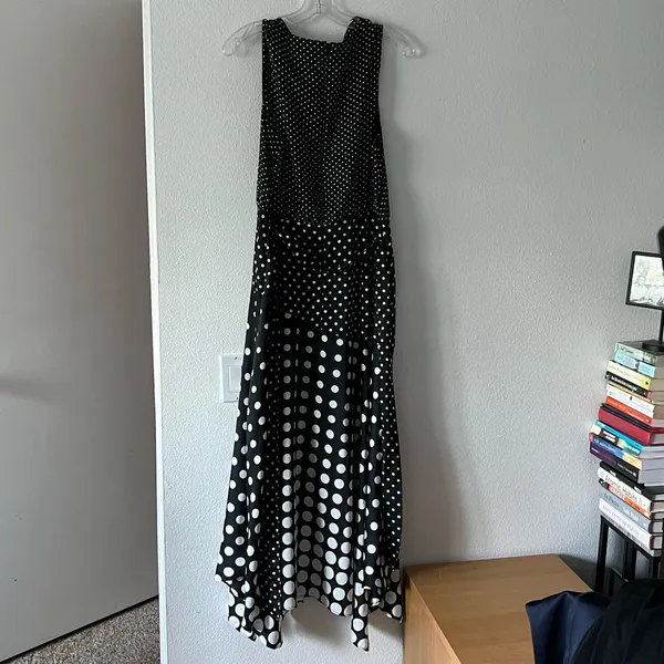 {Banana Republic} Brand New Cowl Neck Sleeveless Polka Dot Midi Dress - Image 12